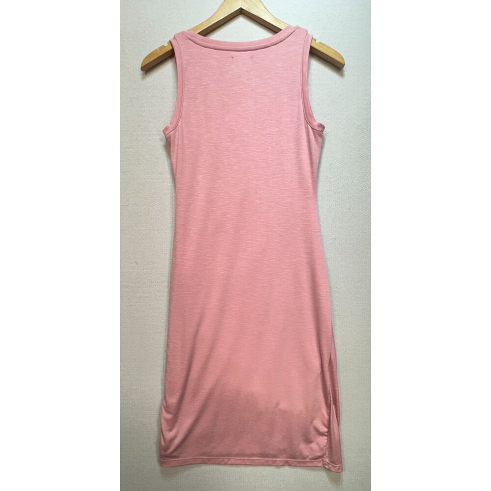 Nine West Women's Side Ruched Midi T-Shirt Dress Size S Pink Sleeveless Stretch - Picture 2 of 11